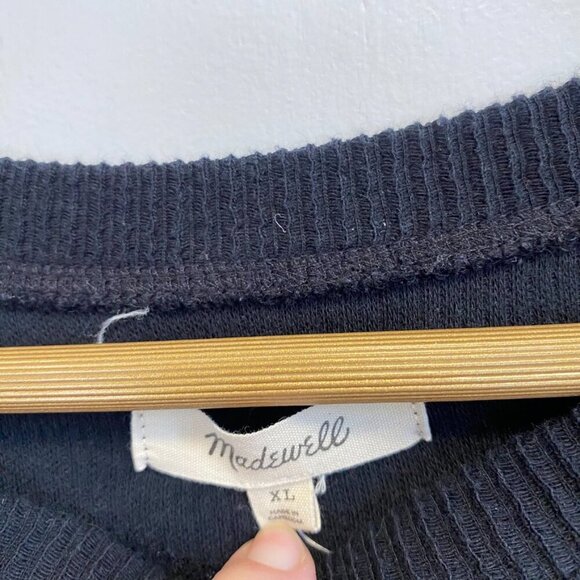 Madewell Black Ribbed Front Knot Top - Picture 6 of 10